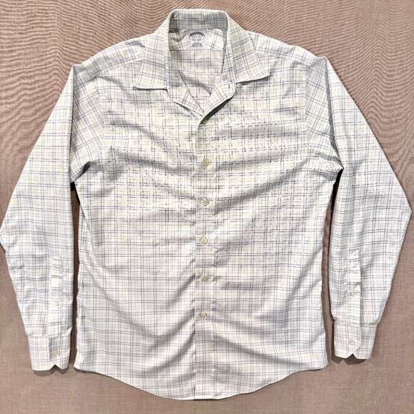 Brooks Brothers 1818 Non-Iron Supima Cotton Shirt 15.5 35 Plaid Check - Picture 2 of 8
